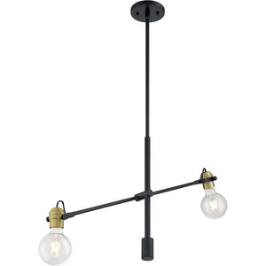Mantra 2 Light 5 inch Black and Brass Accents Pendant Ceiling Light