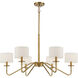 Transitional 6 Light 42 inch Natural Brass Chandelier Ceiling Light