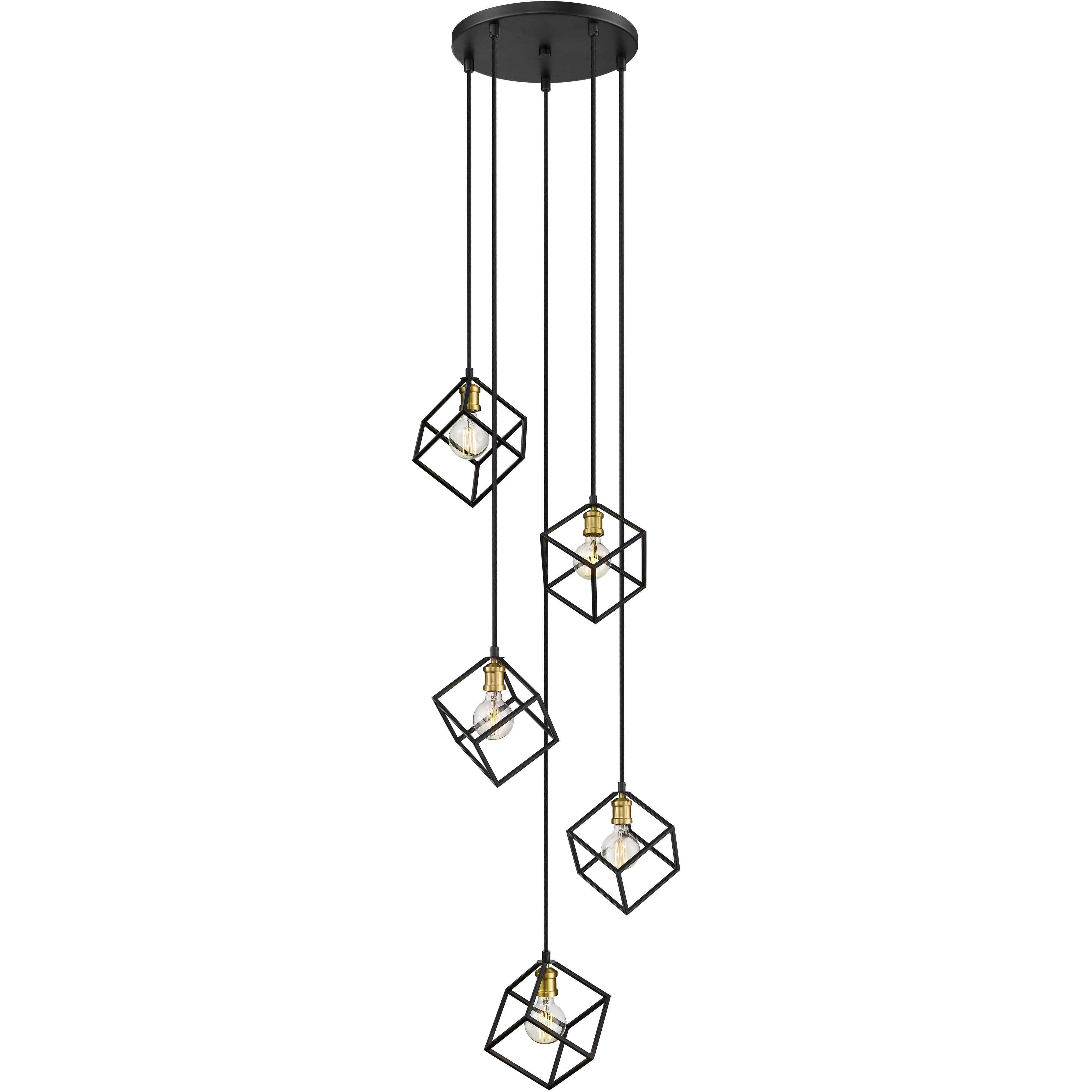 Vertical 5 Light 20.5 inch Bronze and Olde Brass Chandelier Ceiling Light