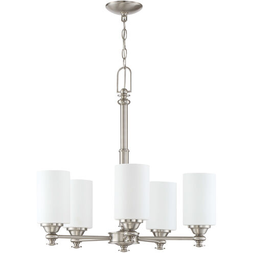 Neighborhood Dardyn 5 Light 25 inch Brushed Polished Nickel Chandelier Ceiling Light in White Frosted Glass