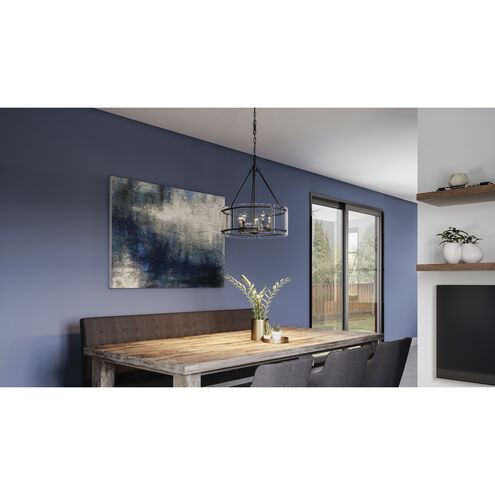 Fortress 5 Light 21 inch Earth Black Pendant Ceiling Light