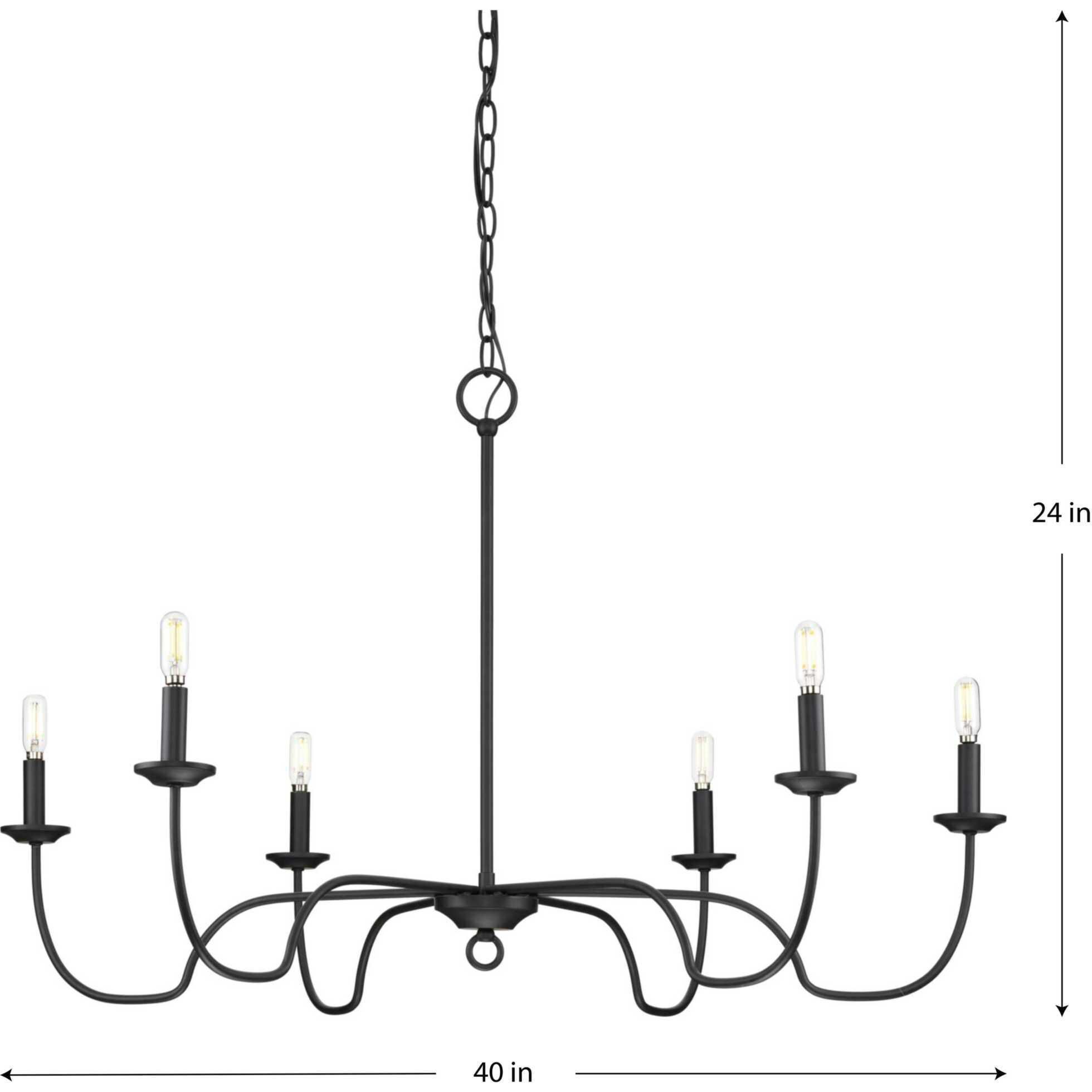 Canebrake 6 Light 40 inch Matte Black Chandelier Ceiling Light