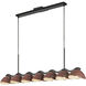 Atlas 7 Light 42.38 inch Black and Burgundy Linear Pendant Ceiling Light