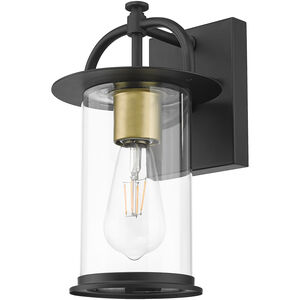 Stockwell 1 Light 12 inch Matt Black and Brass Exterior Wall Mount