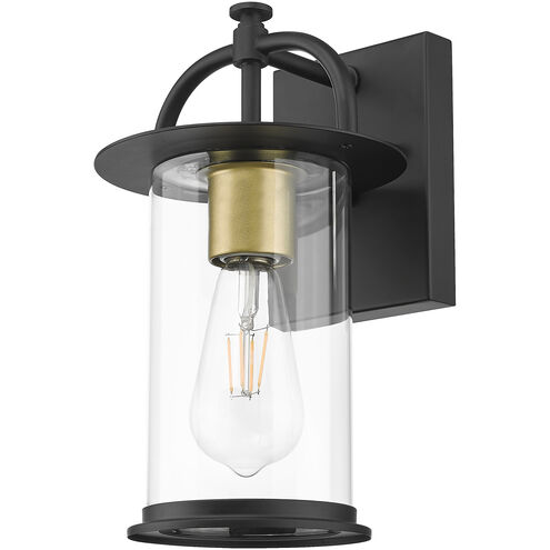 Stockwell 1 Light 12 inch Matt Black and Brass Exterior Wall Mount