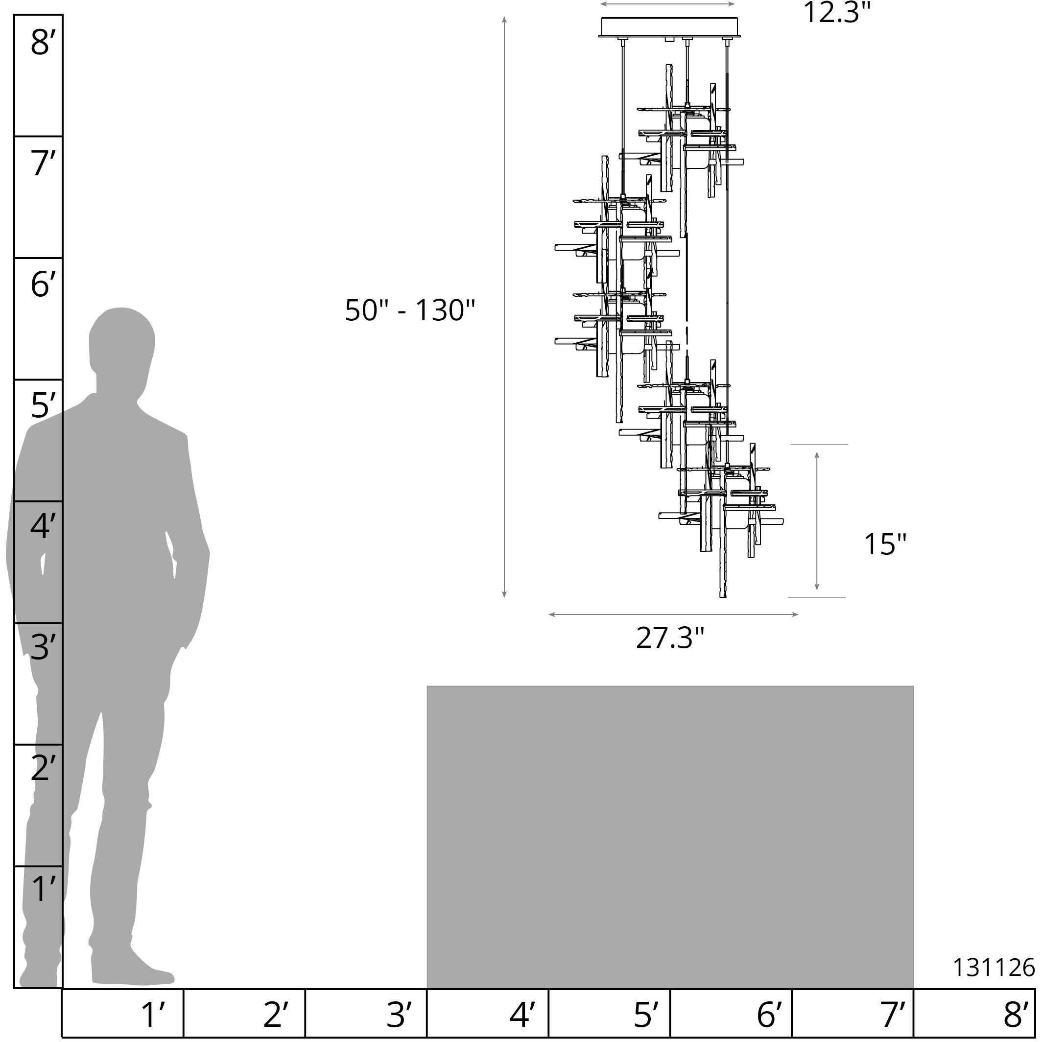 Tura 5 Light 27.3 inch Black Pendant Ceiling Light