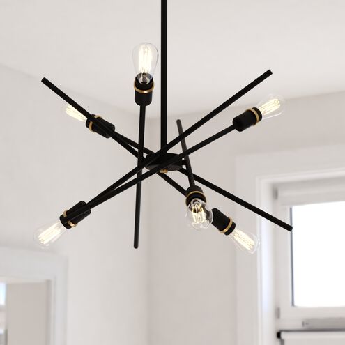 Halsted LED 24.25 inch Black and Satin Brass Pendant Ceiling Light in 6