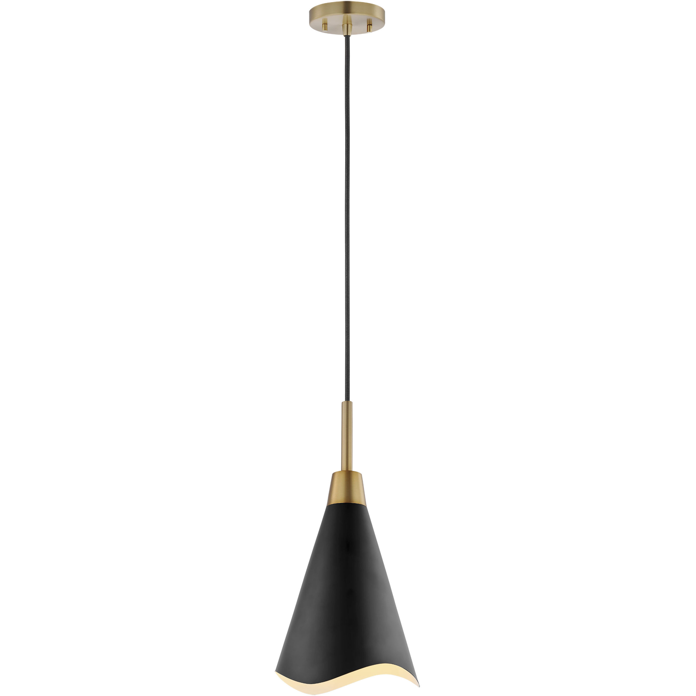 Tango 1 Light 15 inch Matte Black/Burnished Brass Pendant Ceiling Light
