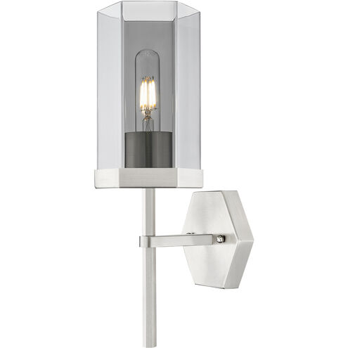 Downtown Urban Blakeley Wallchiere Wall Light in Satin Nickel, Light Smoke Glass