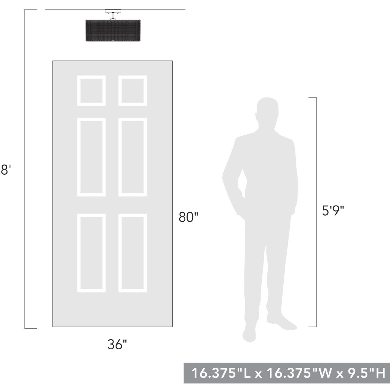 Erma 3 Light 16.38 inch Matte Black Semi-Flush Mount Ceiling Light