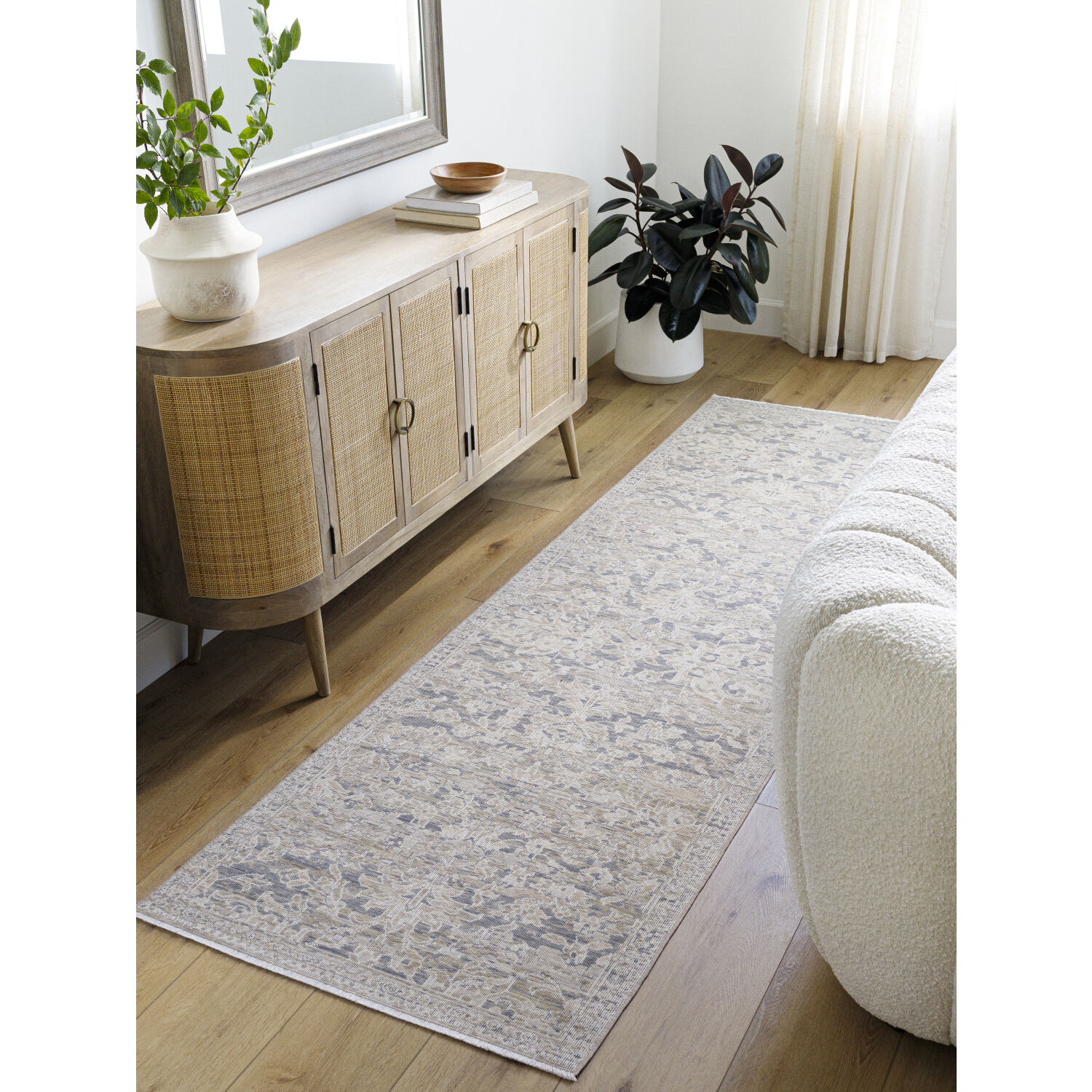 Once Upon a Time 118.11 X 35.04 inch Gray / Light Brown / Ivory / Light Gray / Tan Machine Woven Rug in 3 x 10