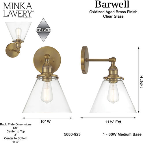 Barwell 1 Light 10 inch Oxidized Aged Brass Bath Vanity Light Wall Light
