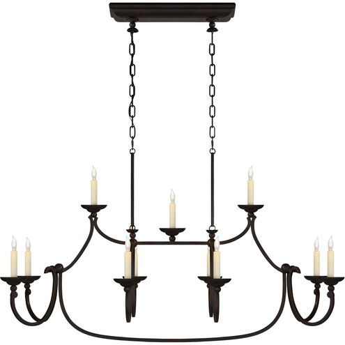 Chapman & Myers Flemish 11 Light 50 inch Aged Iron Linear Pendant Ceiling Light in (None), Large