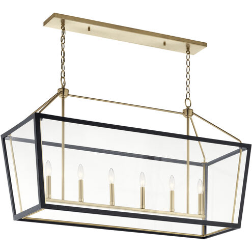 Delvin 6 Light 44.25 inch Champagne Bronze with Black Chandelier Linear Ceiling Light, Single