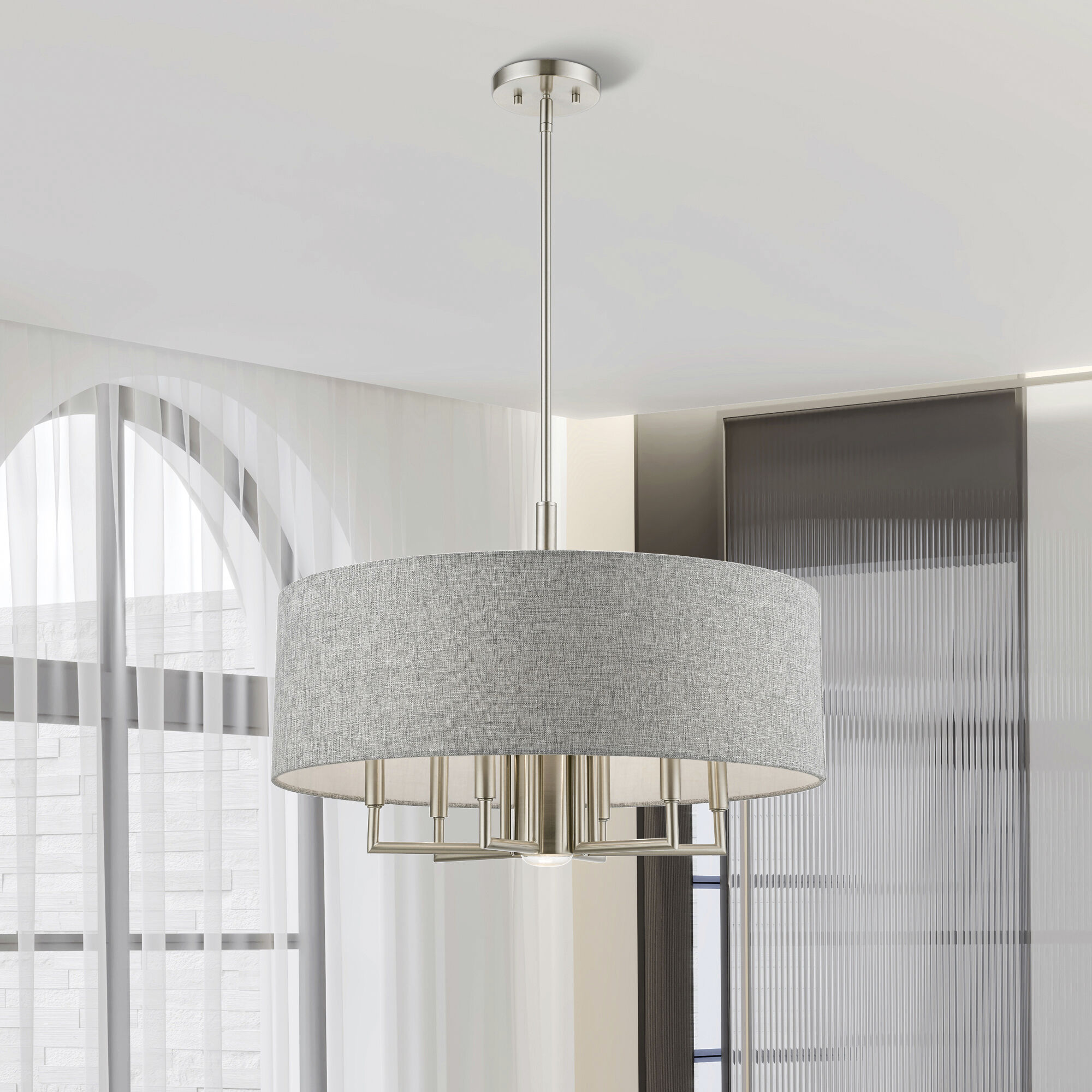 Dakota 7 Light 24 inch Brushed Nickel Pendant Chandelier Ceiling Light