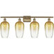 Ballston Brookhaven Flute 4 Light 37 inch Brushed Brass Bath Vanity Light Wall Light in Amber Glass