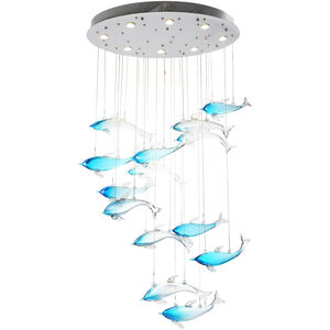 Blue Fish 8 Light 36 inch Polished Chrome Hanging Fixture Ceiling Light