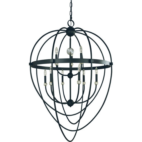 Elizabeth 9 Light 35 inch Matte Black Foyer Chandelier Ceiling Light