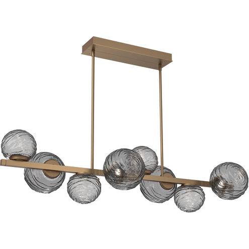 Gaia LED 60 inch Novel Brass Linear Multi-Pendant Ceiling Light in Smoke, 2700K LED, Twisted Branch