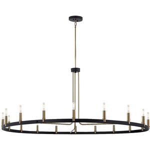 Clayton Family 18 Light 60 inch Matte Black and Brass Accents Chandelier Ceiling Light