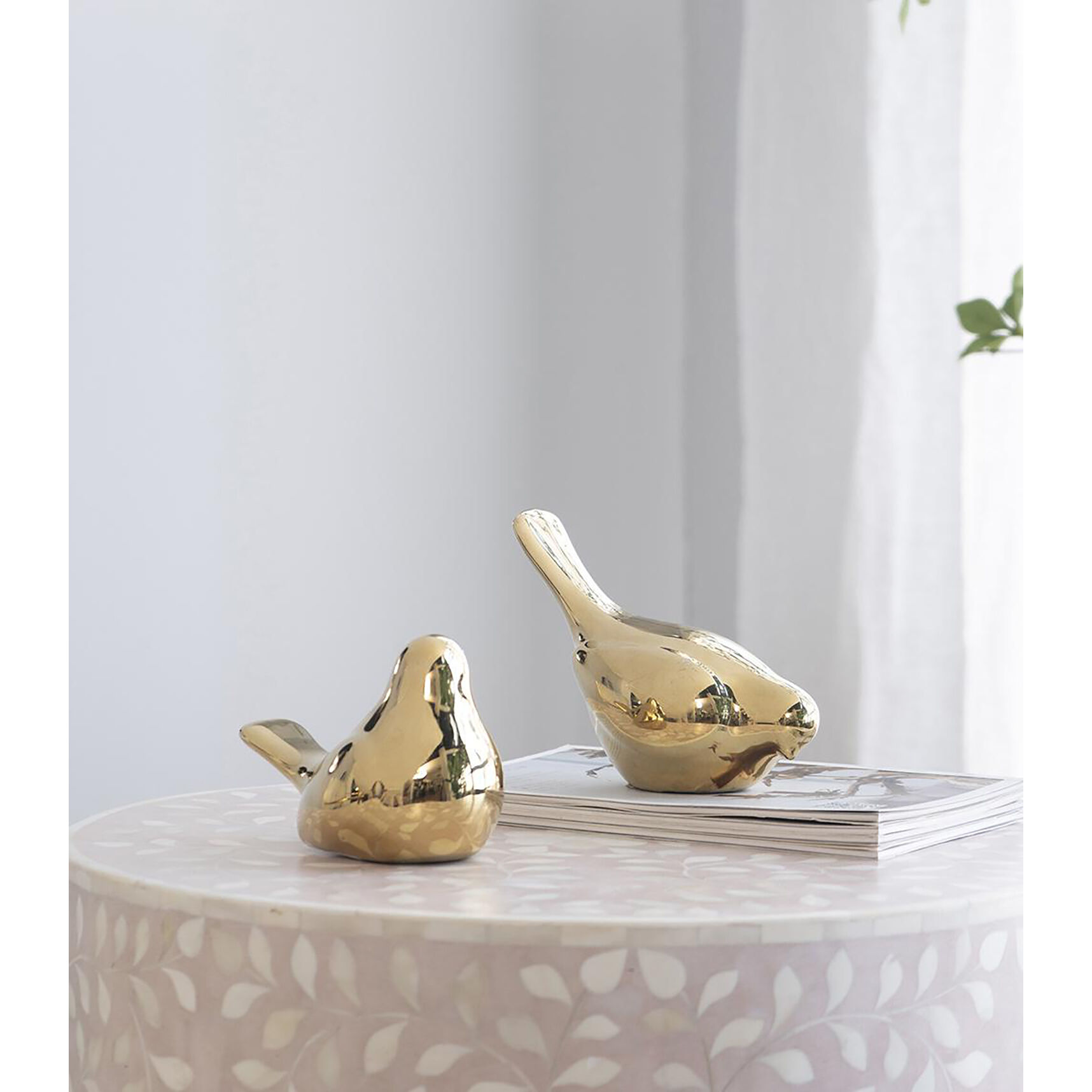 Chirp Bird Gold Table Decor, Set of 2