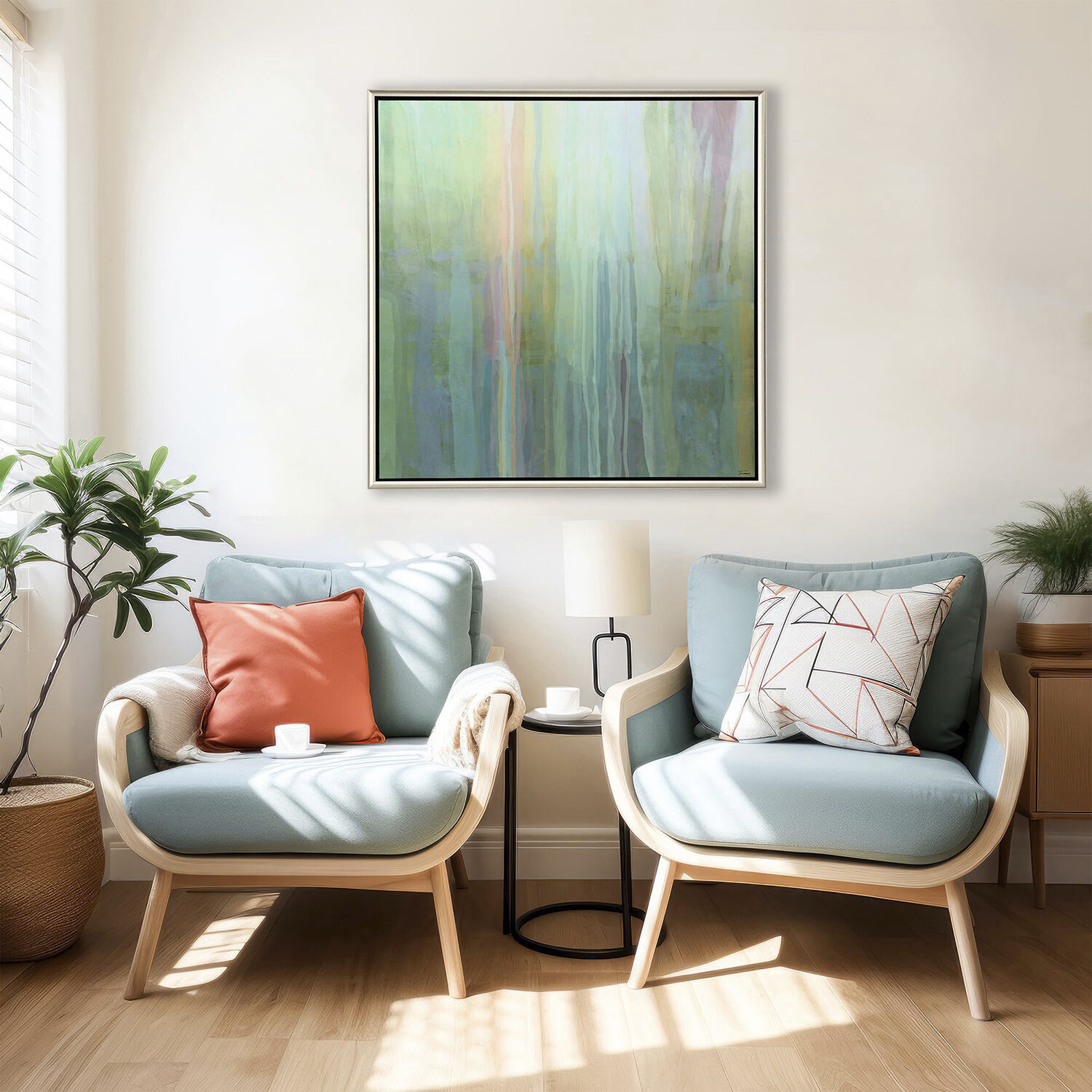 Passive I Blue and Green and Pink and Turquoise Framed Art