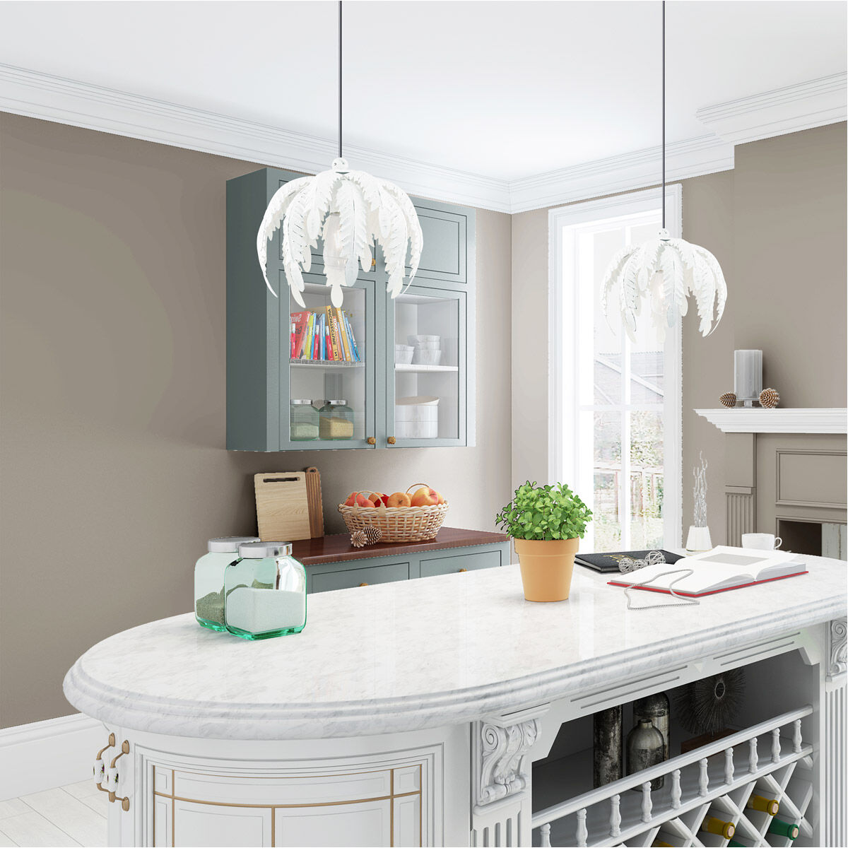 Acanthus 1 Light 13 inch Antique White Mini Pendant Ceiling Light