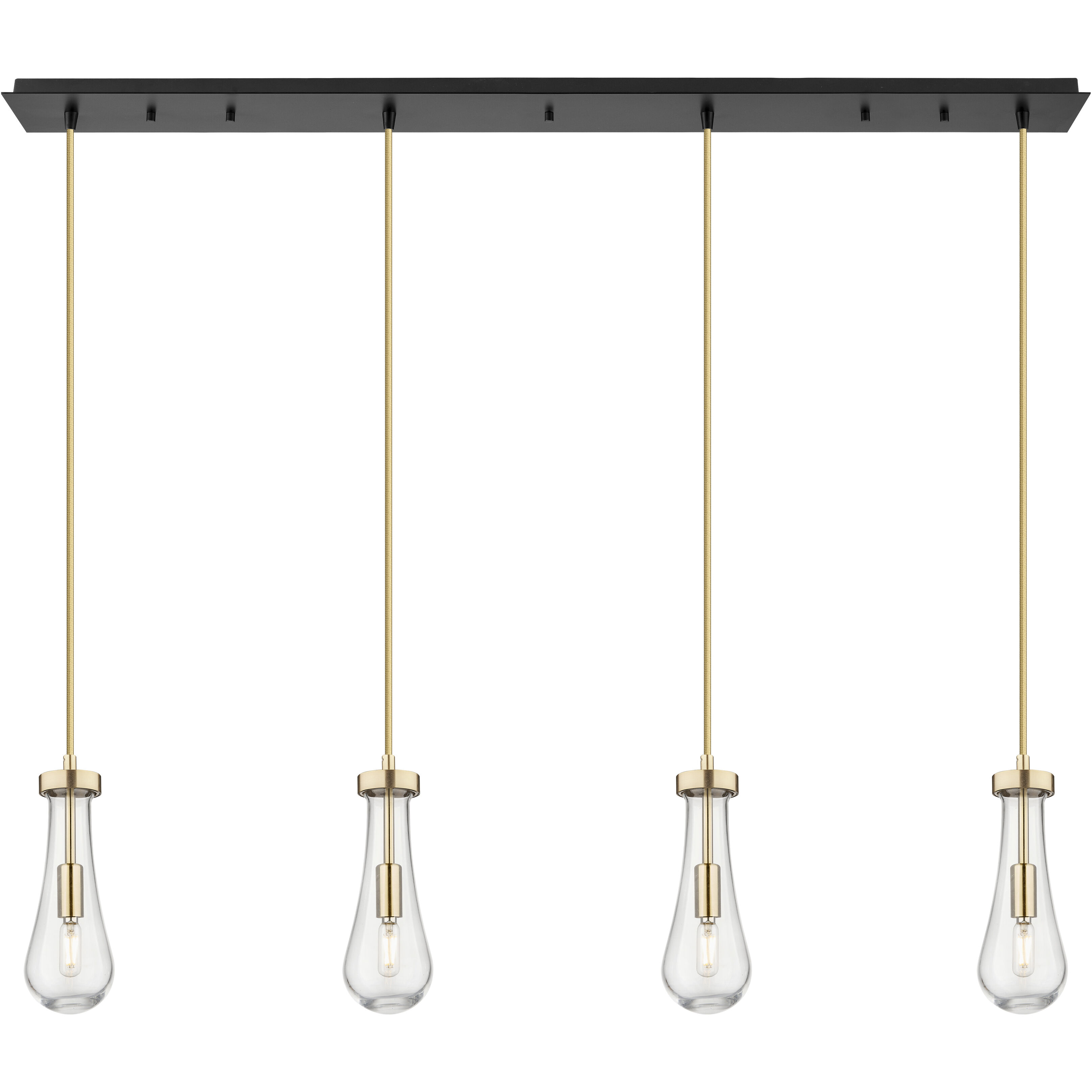 Owego 4 Light 47.5 inch Champagne Bronze Linear Pendant Ceiling Light in Clear Glass