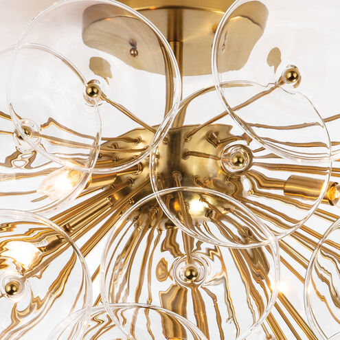 Poppy 5 Light 35 inch Clear Flush Mount Ceiling Light, Semi Flush Mount