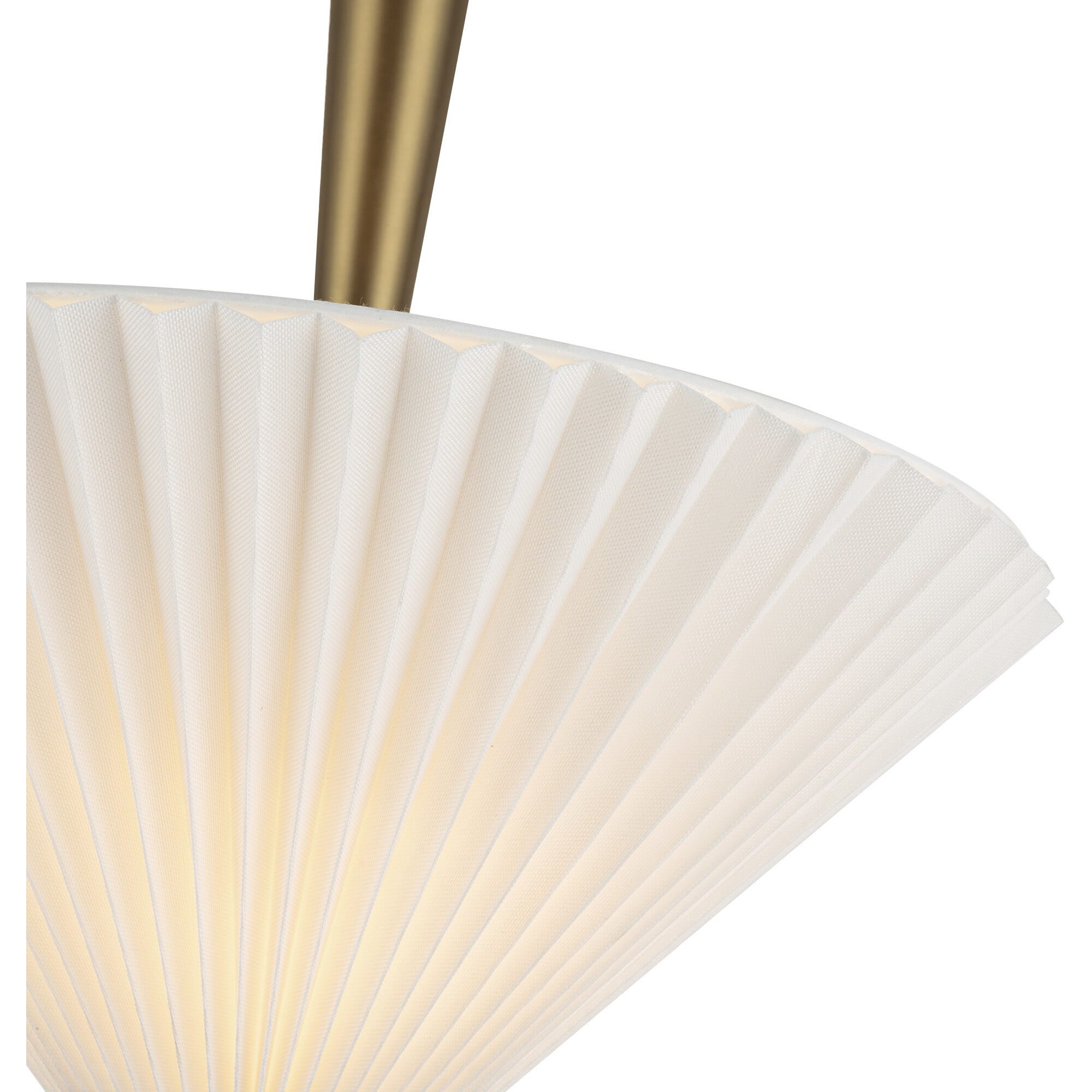 Alora Mood Bridgette Pendant Ceiling Light in Brushed Gold and Folded White, Linen Shade