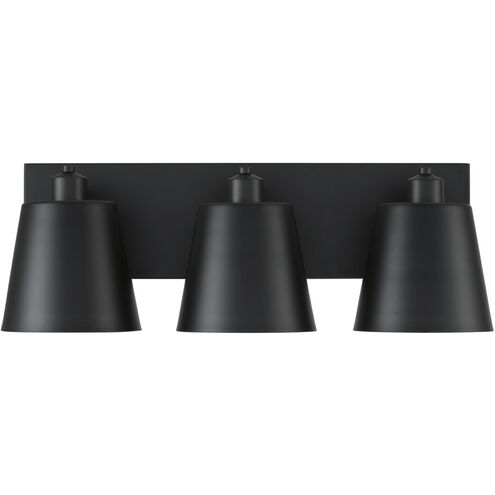 Alden 3 Light 24 inch Matte Black Vanity Light Wall Light
