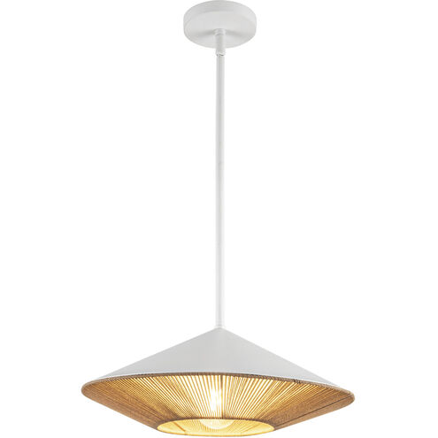Alora Mood Daphne 1 Light 15 inch White and Brown Cotton Rope Pendant Ceiling Light