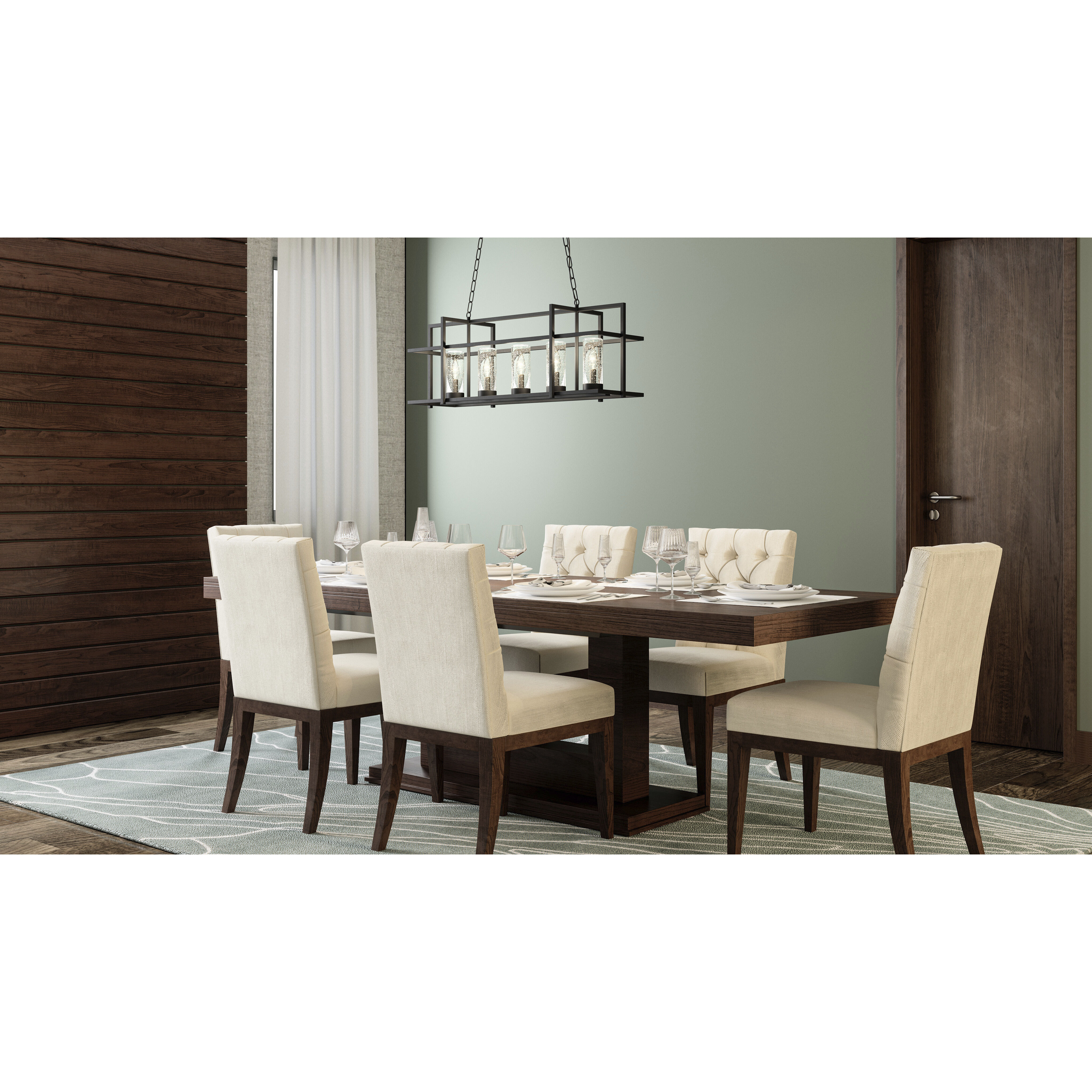 Damien 5 Light 37 inch Earth Black Island Light Ceiling Light