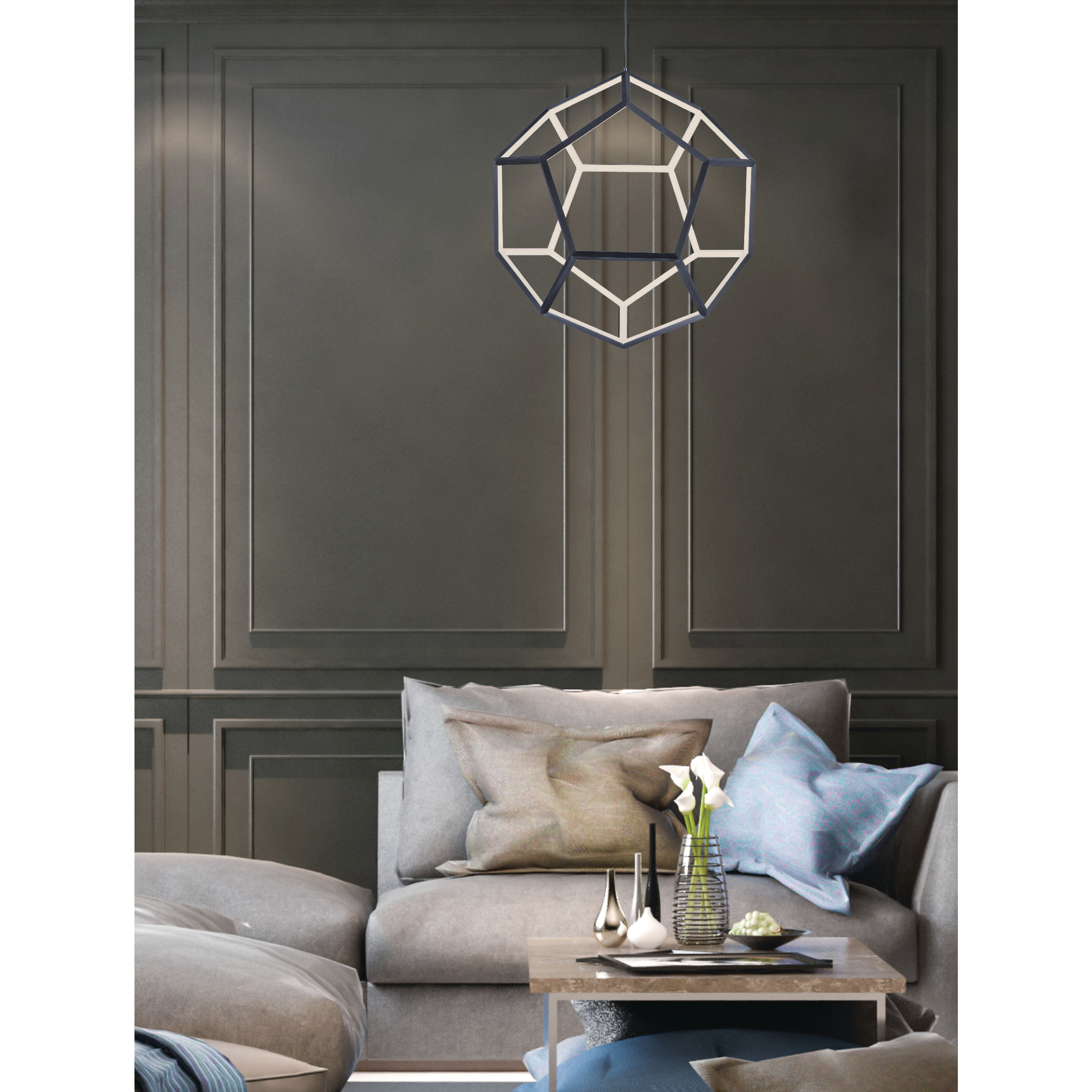 Penta LED 22 inch Black Pendant System Ceiling Light