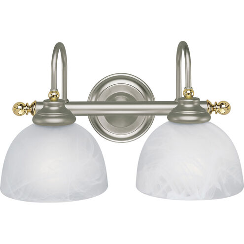 Bath Match 2 Light 15 inch Pearl Nickel Bath Vanity Wall Light