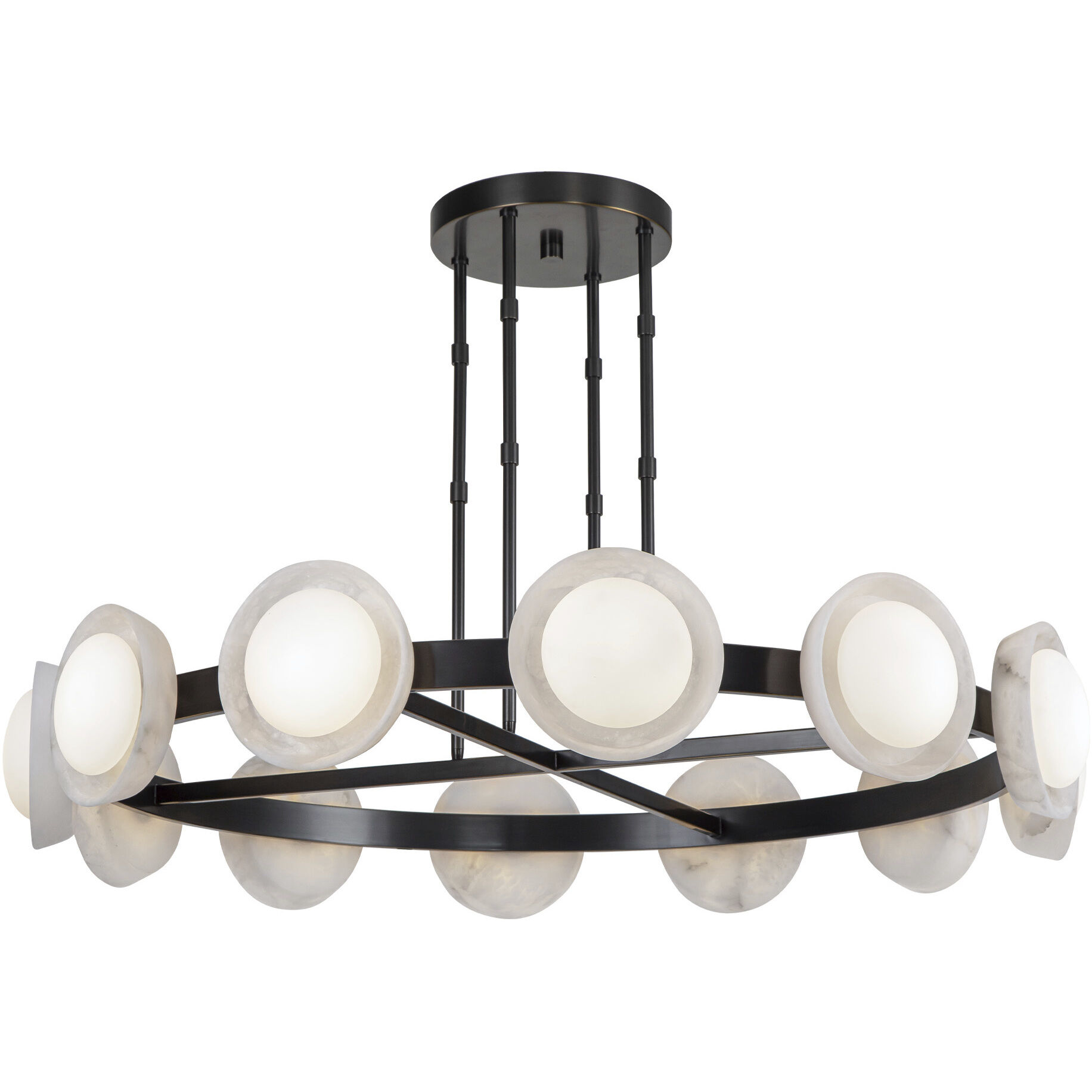Alonso LED 50.5 inch Urban Bronze/Alabaster Chandelier Ceiling Light in Urban Bronze and Alabaster