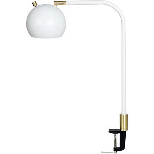 Aria 20 inch White and Satin Brass Clip-On Table Lamp Portable Light