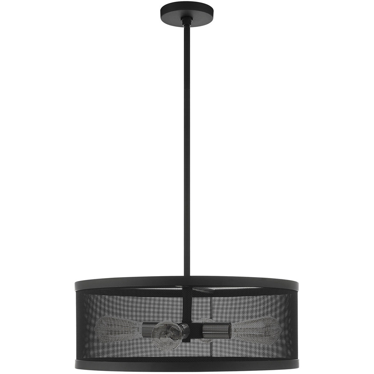 Industro 4 Light 20 inch Black with Brushed Nickel Accents Chandelier Ceiling Light