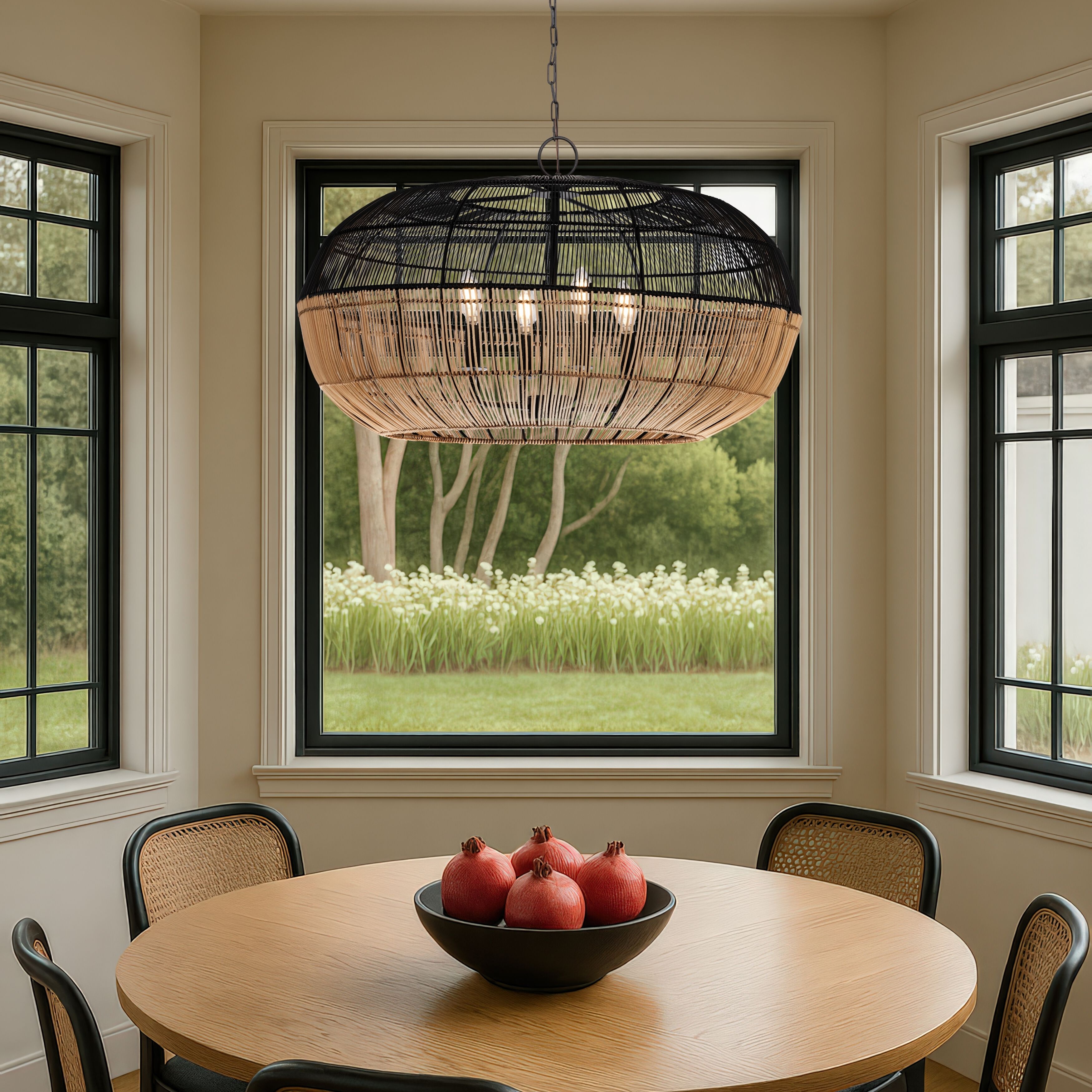 Crescent 4 Light 29 inch Matte Black Pendant Ceiling Light