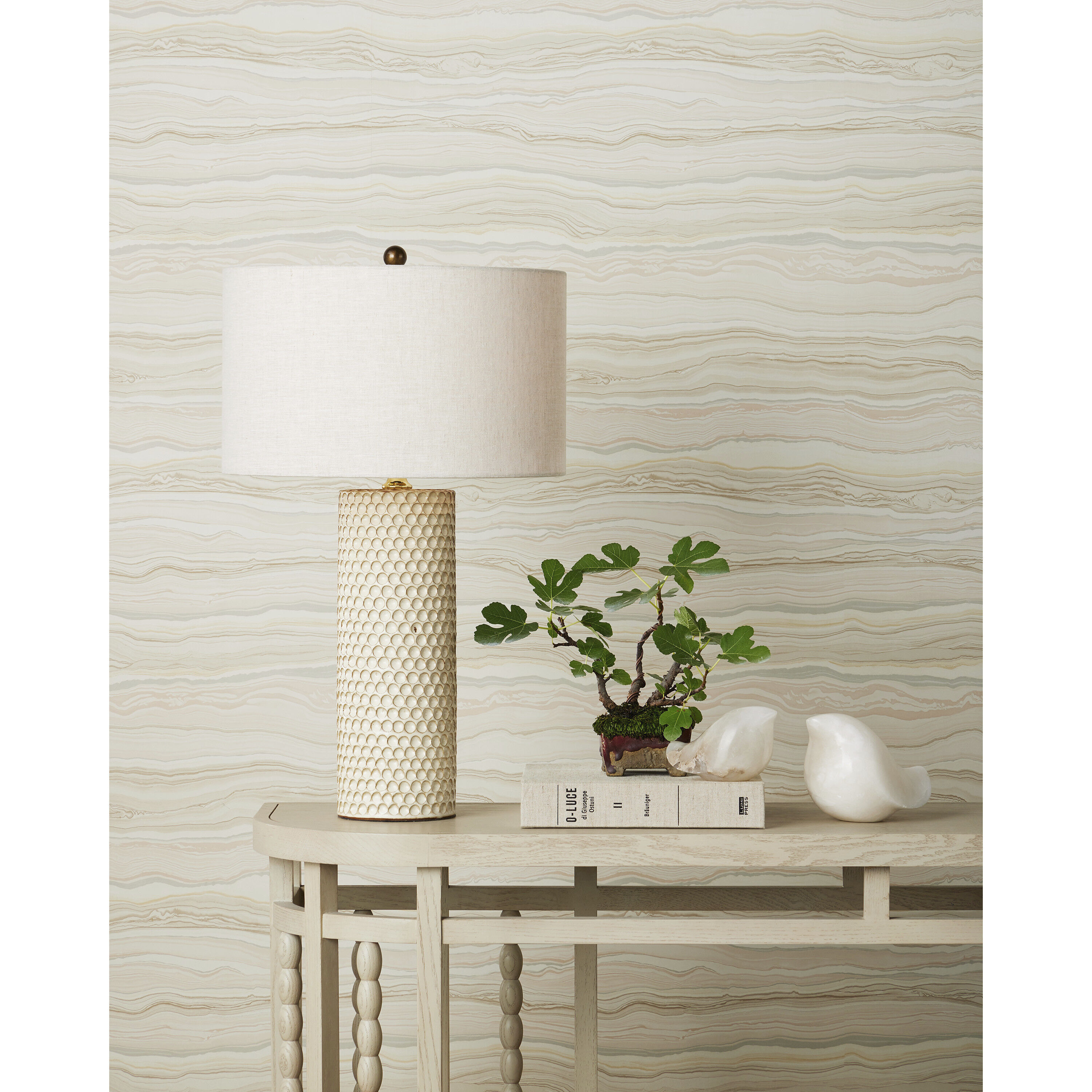 Polka Dot 28.25 inch 150 watt Ivory and Brown with Polished Brass Table Lamp Portable Light