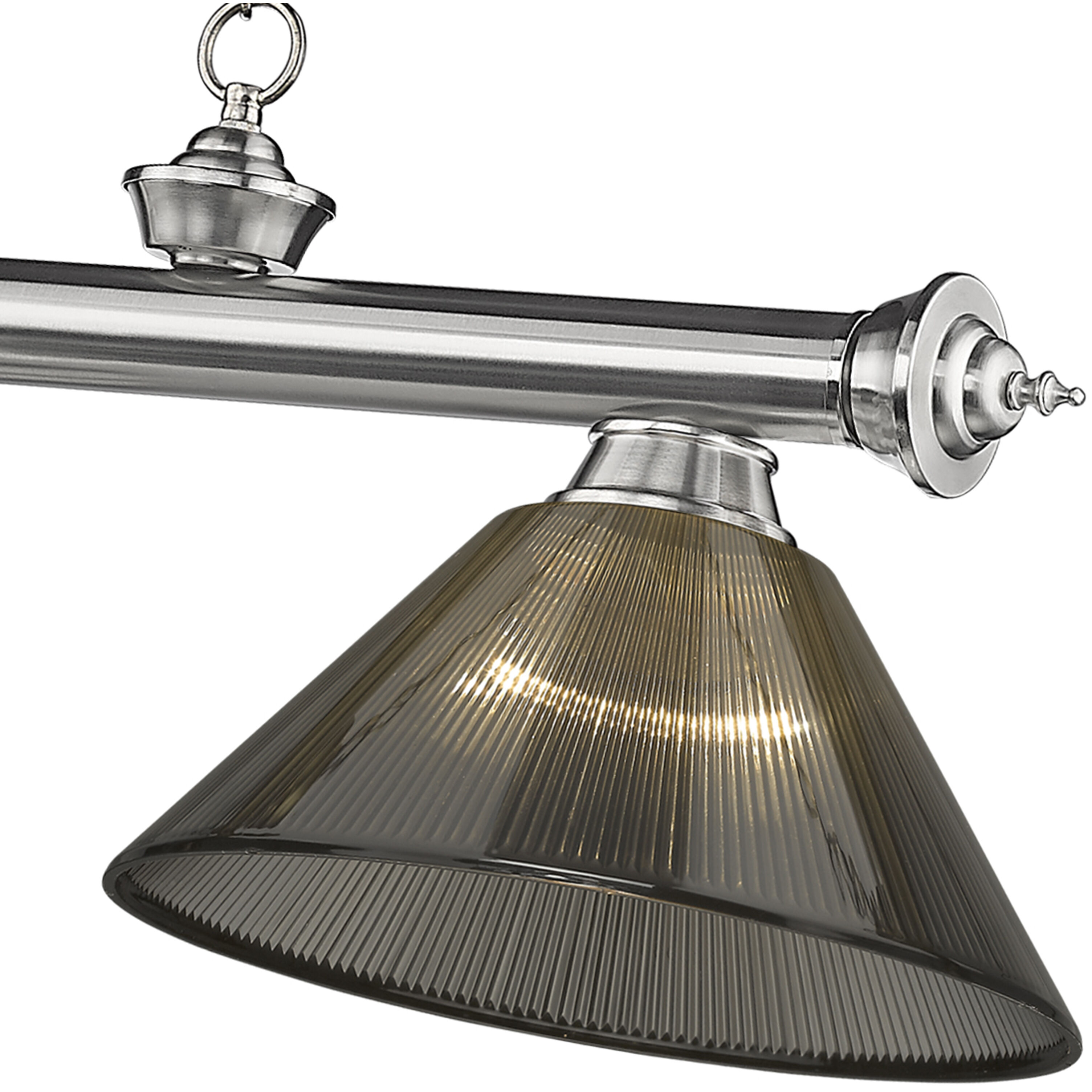 Cordon 3 Light 57.25 inch Brushed Nickel Billiard Ceiling Light in Smoke Acrylic