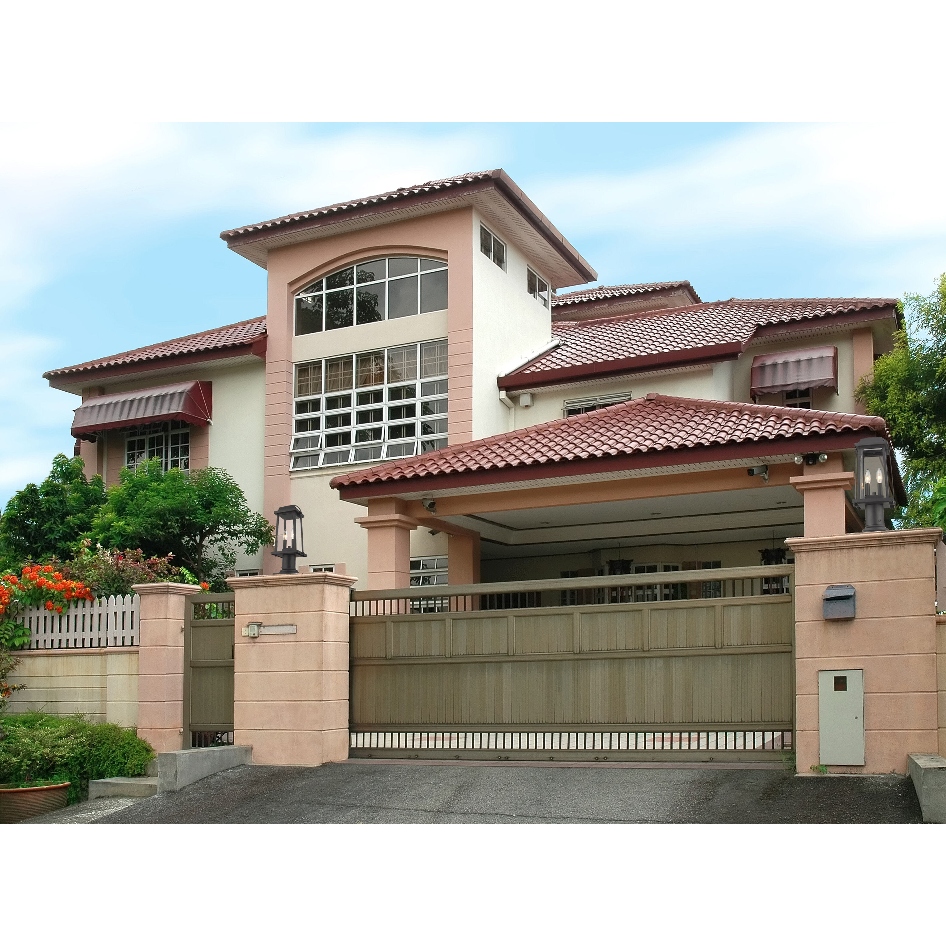 Millworks 2 Light 18.75 inch Black Outdoor Pier Mounted Fixture