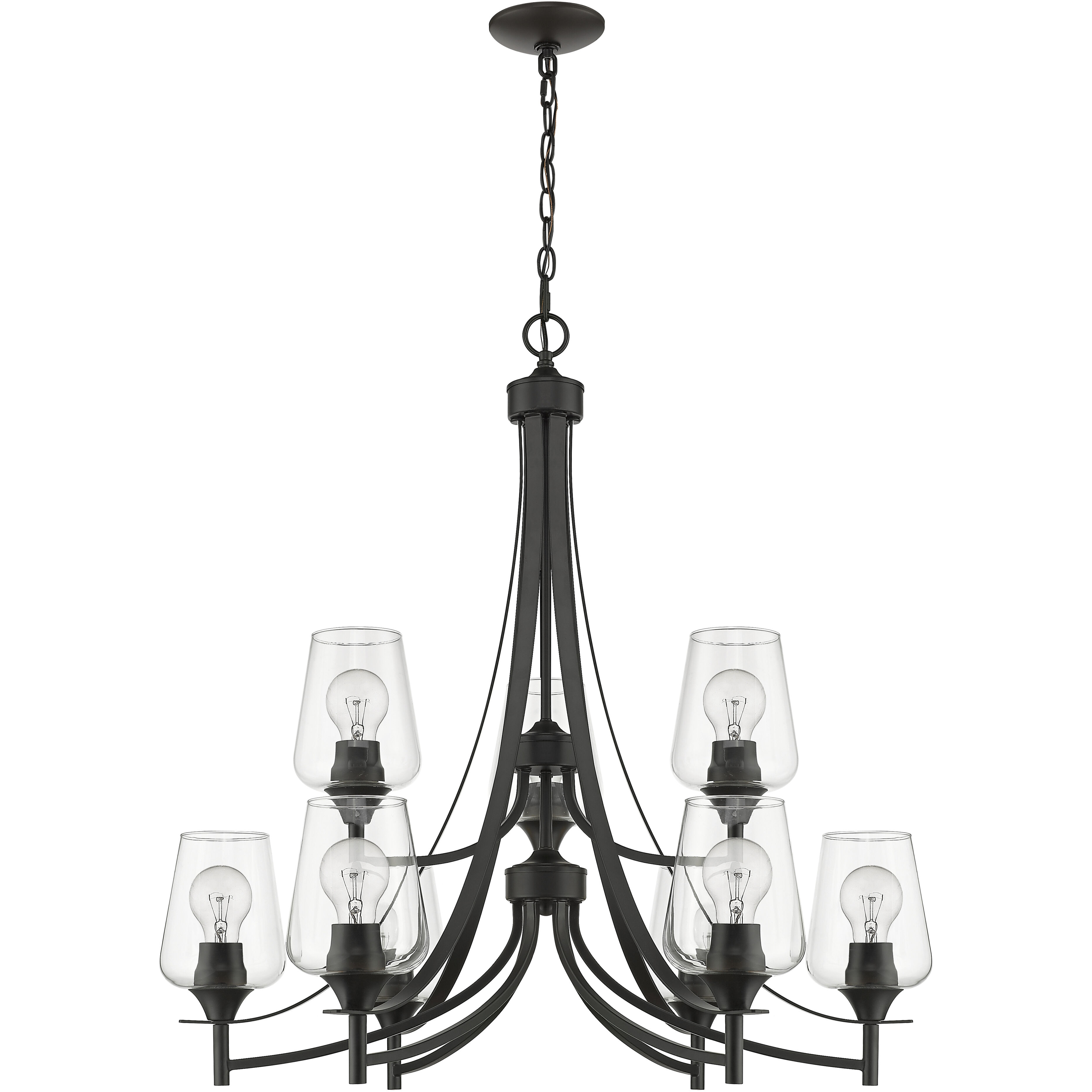 Joliet 9 Light 31 inch Matte Black Chandelier Ceiling Light