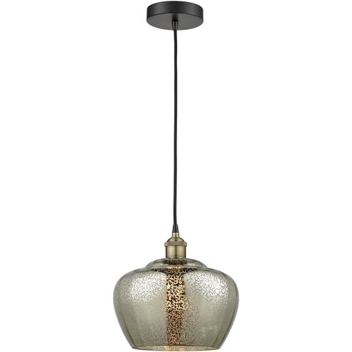 Fenton 1 Light 11 inch Black Antique Brass Mini Pendant Ceiling Light in Mercury Glass