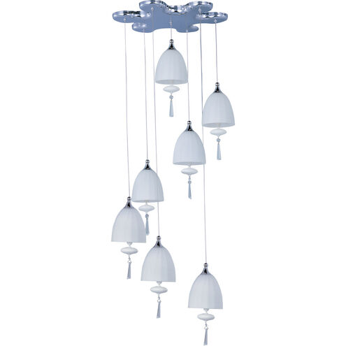 Chute 7 Light 15 inch Polished Chrome Pendant Ceiling Light in Matte White