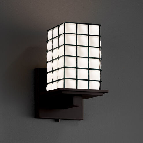 Montana 1 Light 5 inch Matte Black Wall Sconce Wall Light in Grid with Opal