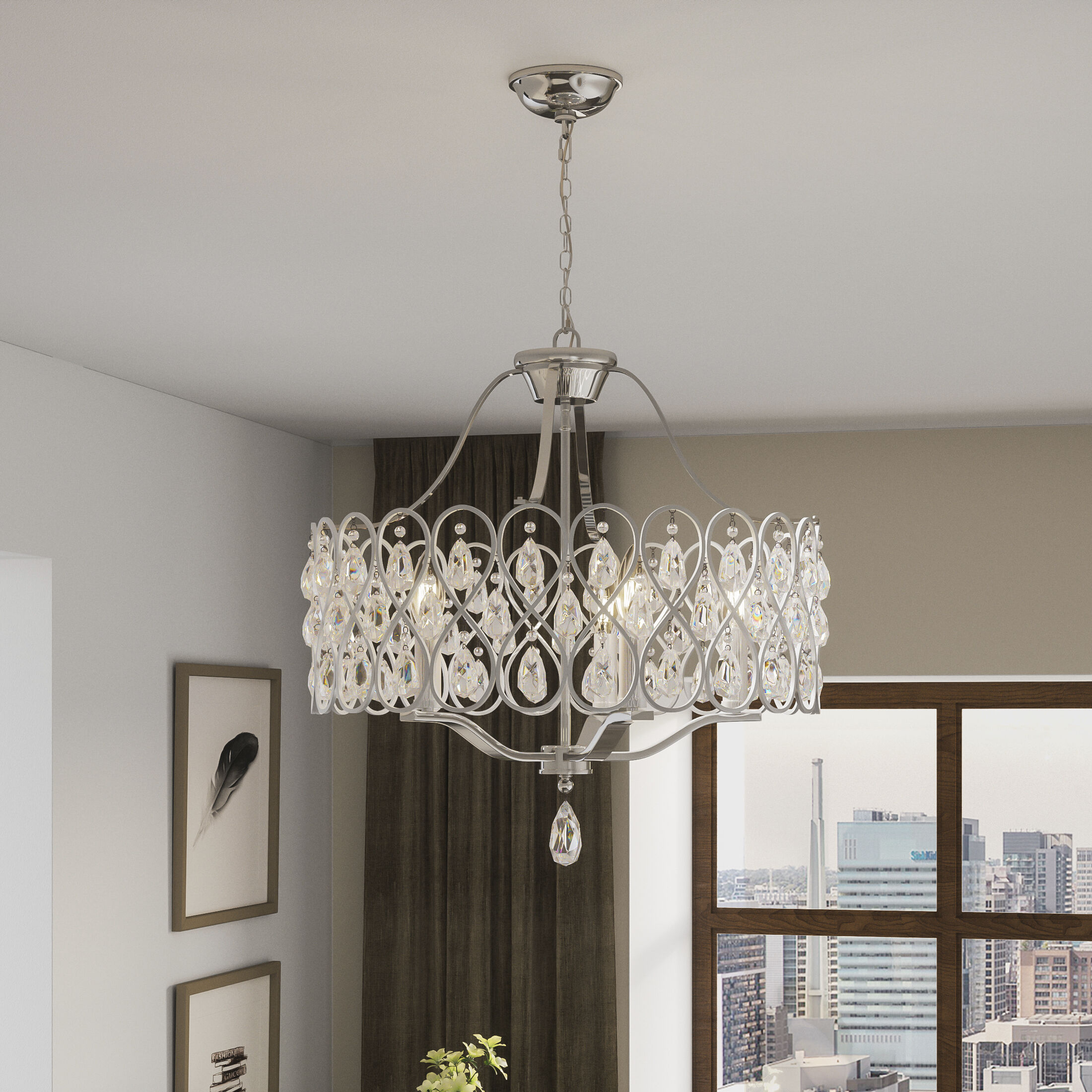 Quoizel Lulu 5 Light Chandelier Polished Chrome LUL5022C