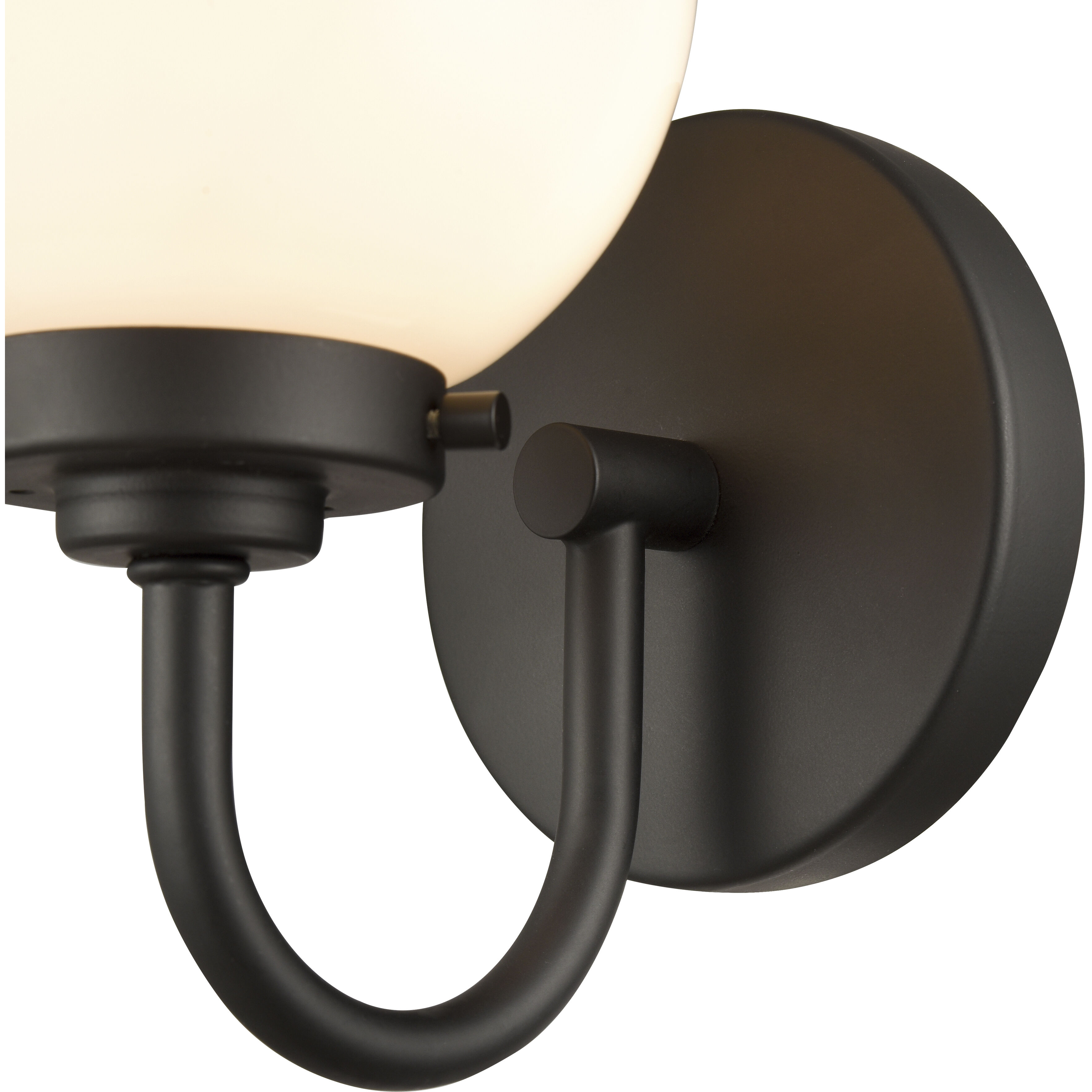 Fairbanks Sconce Wall Light in Matte Black, Opal Glass