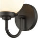 Fairbanks Sconce Wall Light in Matte Black, Opal Glass
