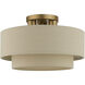 Bellingham 3 Light 15 inch Antique Gold Leaf Semi Flush Mount Ceiling Light, Large